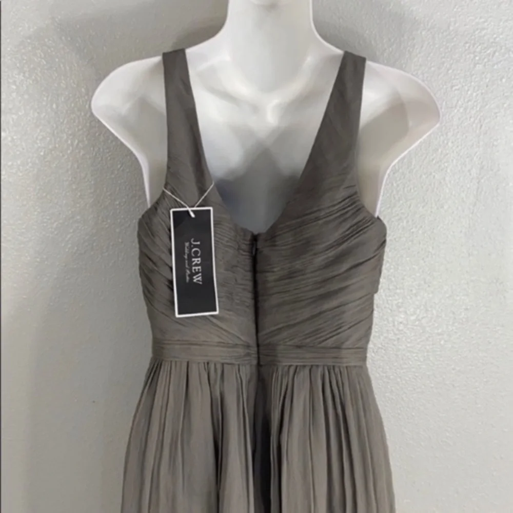 NWT J. Crew Heidi gray silk wrap bodice flare dress